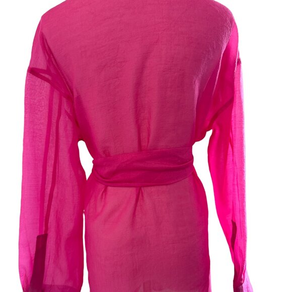 GREY LAB - Tunic Blouse Swim Cover Up - Sheer Pink - Small - Picture 7 of 8